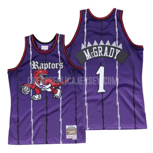 1998-99 men's toronto raptors tracy mcgrady 1 purple old english replica jersey