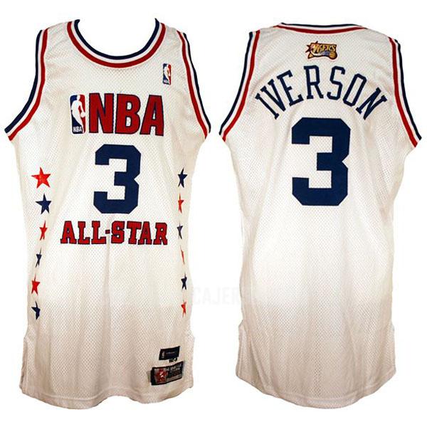 2003 men's philadelphia 76ers allen iverson 3 white nba all-star replica jersey