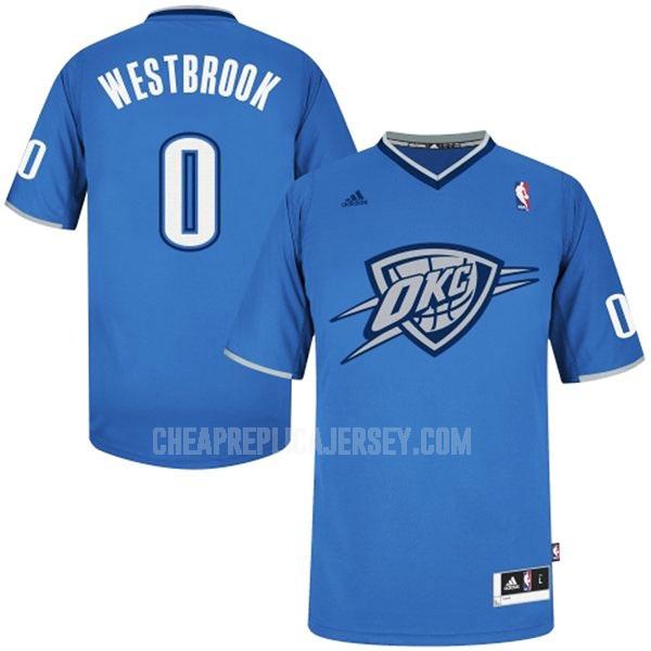2013 men's oklahoma city thunder russell westbrook 0 blue christmas day replica jersey
