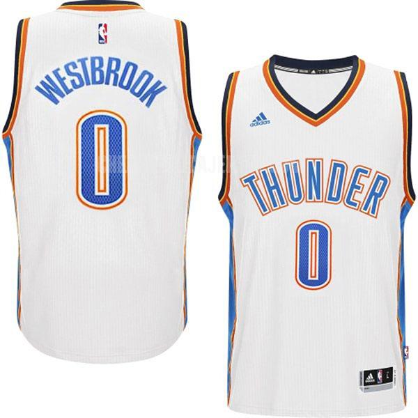2014-15 men's oklahoma city thunder russell westbrook 0 white home replica jersey