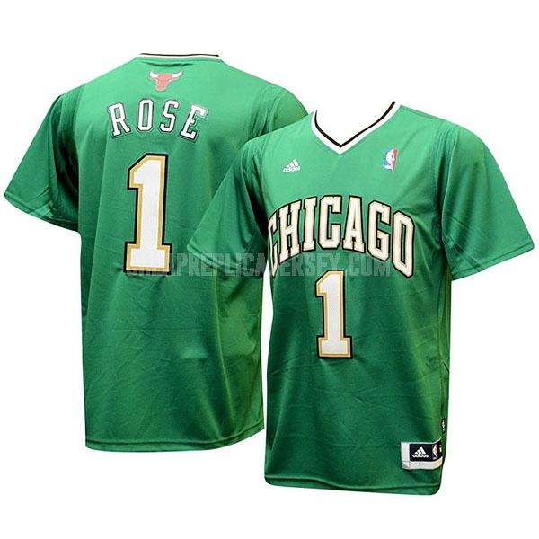 2014 men's chicago bulls derrick rose 1 green patricks day replica jersey