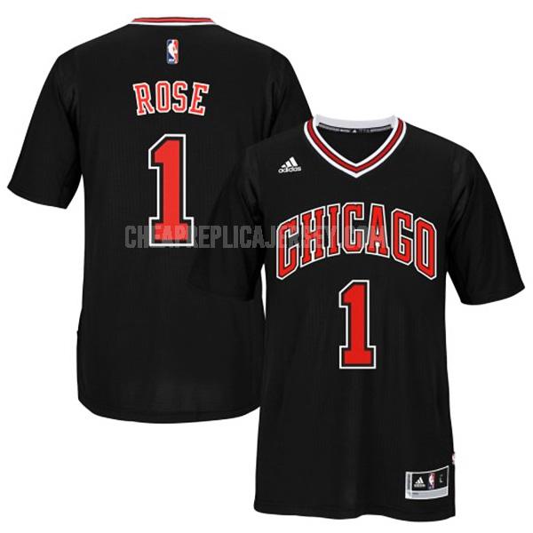 2015 men's chicago bulls derrick rose 1 black pride replica jersey