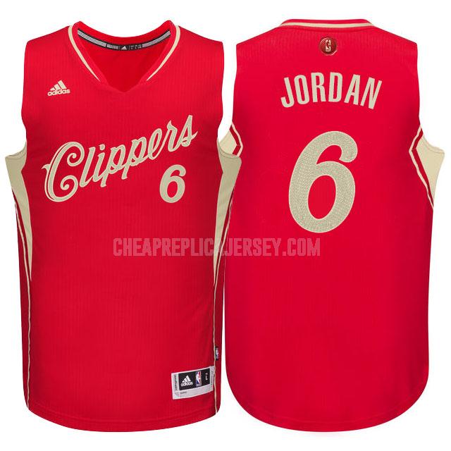 2015 men's los angeles clippers deandre jordan 6 red christmas day replica jersey