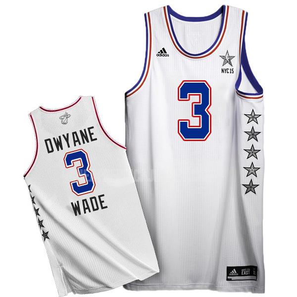2015 men's miami heat dwyane wade 3 white nba all-star replica jersey