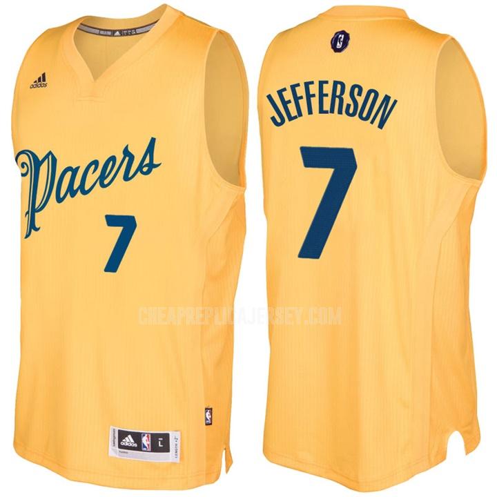 2016-17 men's indiana pacers al jefferson 7 yellow christmas day replica jersey