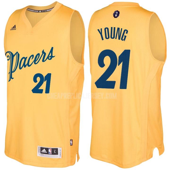 2016-17 men's indiana pacers thaddeus young 21 yellow christmas day replica jersey