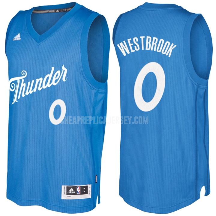 2016-17 men's oklahoma city thunder russell westbrook 0 blue christmas day replica jersey