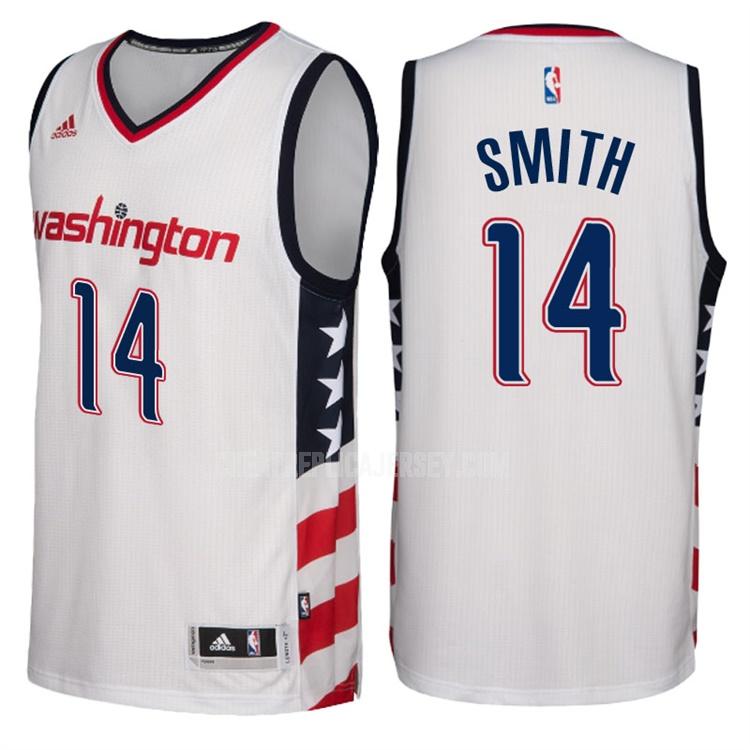 2016-17 men's washington wizards jason smith 14 white alternate replica jersey