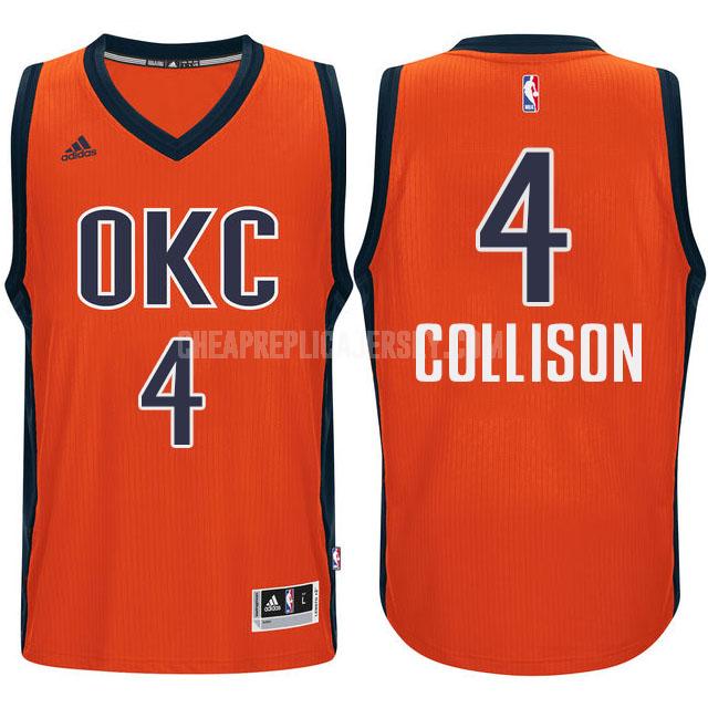 2016 men's oklahoma city thunder nick collison 4 orange alternate replica jersey