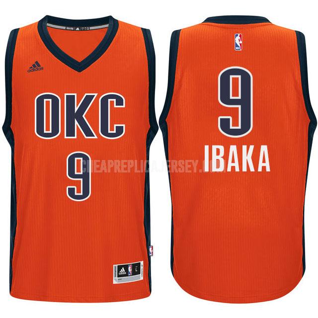 2016 men's oklahoma city thunder serge ibaka 9 orange alternate replica jersey