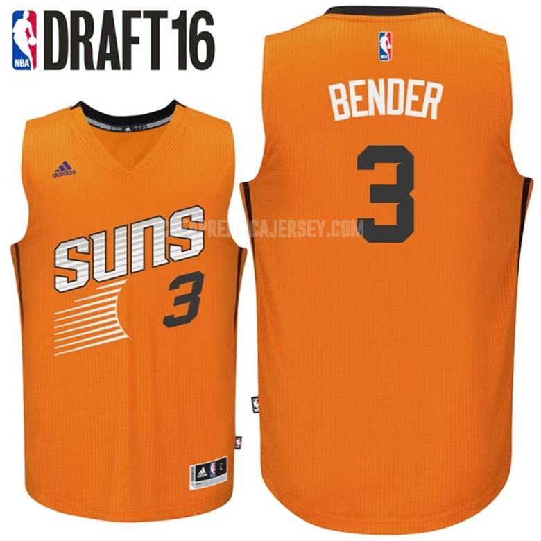 2016 men's phoenix suns dragan bender 3 orange alternate replica jersey