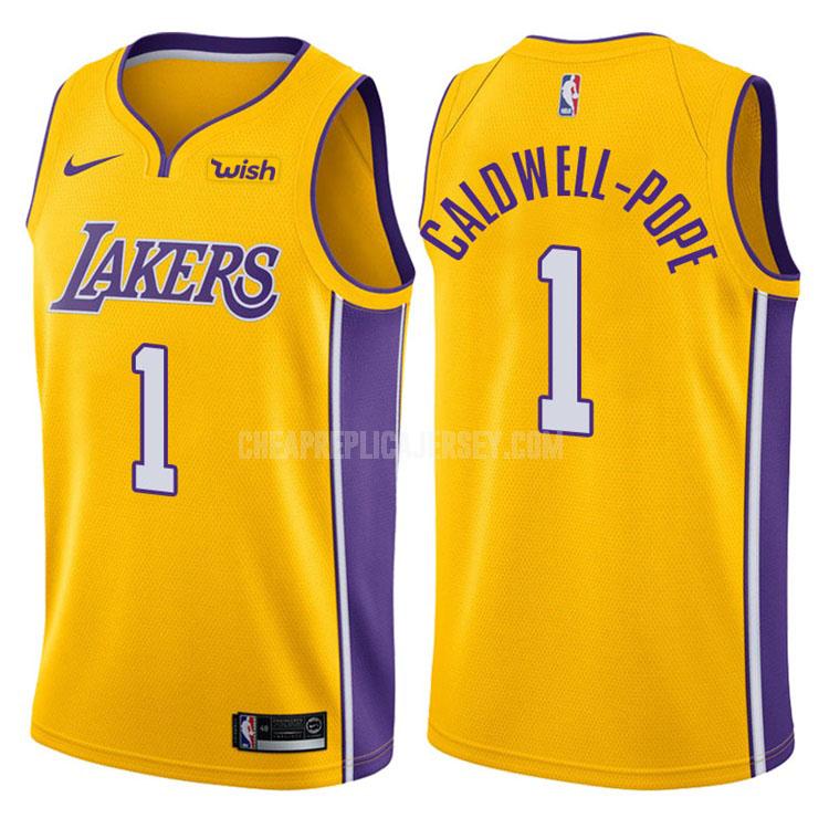 2017-18 men's los angeles lakers kentavious caldwell-pope 1 yellow icon replica jersey