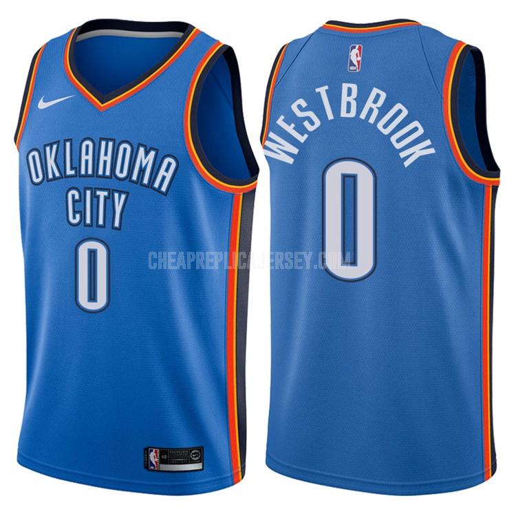 2017-18 men's oklahoma city thunder russell westbrook 0 blue icon replica jersey