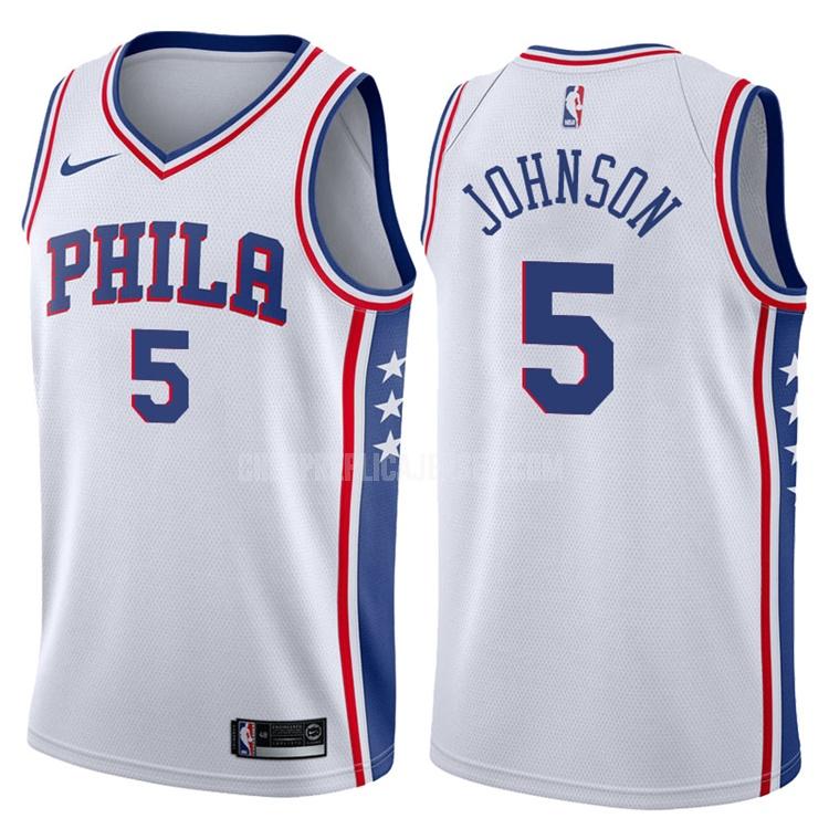 2017-18 men's philadelphia 76ers amir johnson 5 white association replica jersey