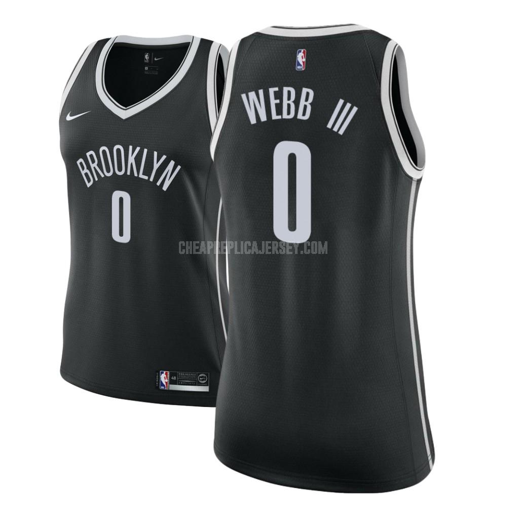 2017-18 women's brooklyn nets james webb iii 0 black icon replica jersey