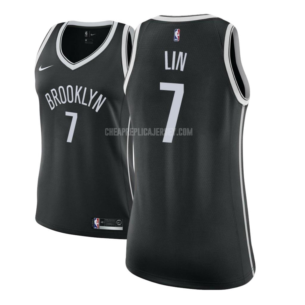 2017-18 women's brooklyn nets jeremy lin 7 black icon replica jersey