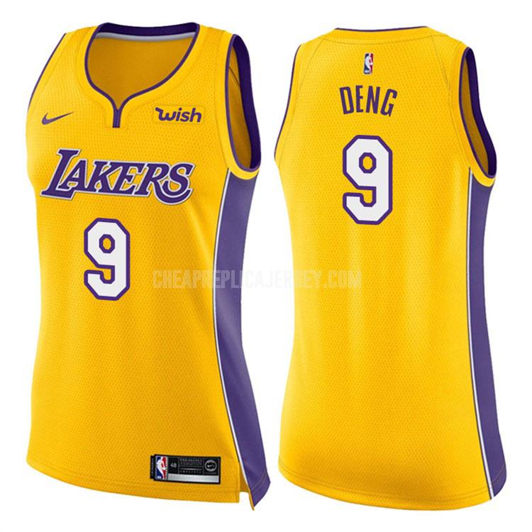 2017-18 women's los angeles lakers luol deng 9 yellow icon replica jersey