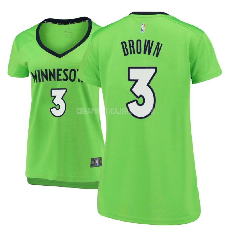 2017-18 women's minnesota timberwolves anthony brown 3 green statement replica jersey