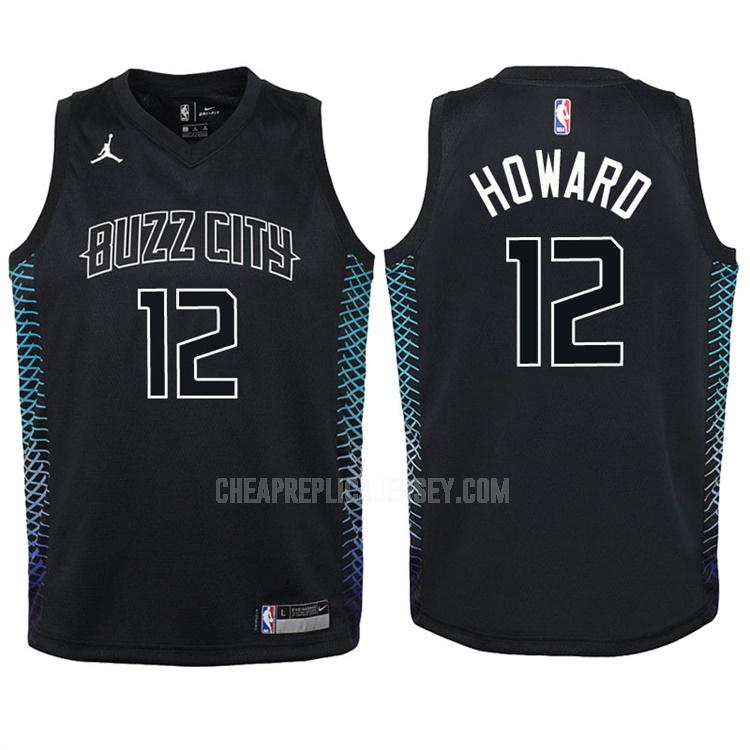 2017-18 youth charlotte hornets dwight howard 12 black city edition replica jersey
