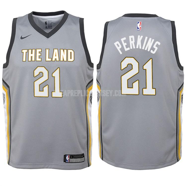 2017-18 youth cleveland cavaliers kendrick perkins 21 gray city edition replica jersey