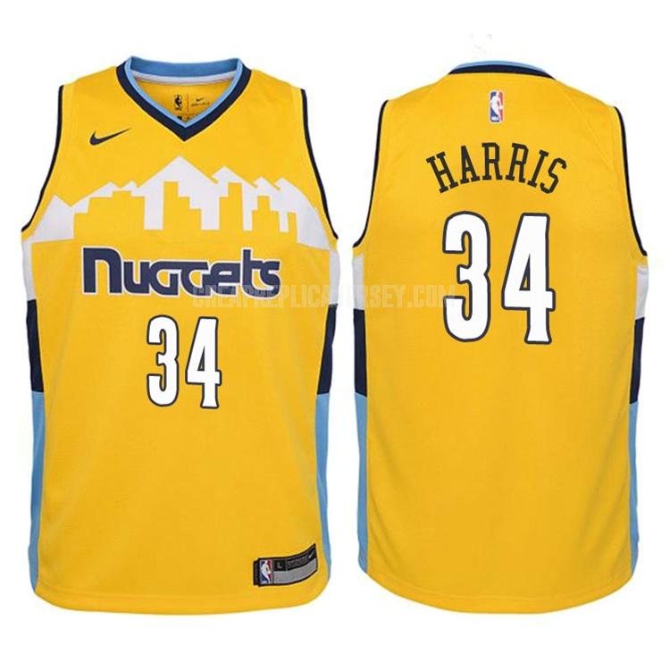 2017-18 youth denver nuggets devin harris 34 yellow statement replica jersey
