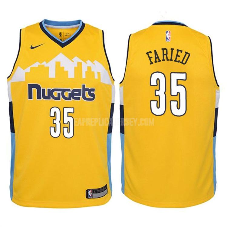 2017-18 youth denver nuggets kenneth faried 35 yellow statement replica jersey