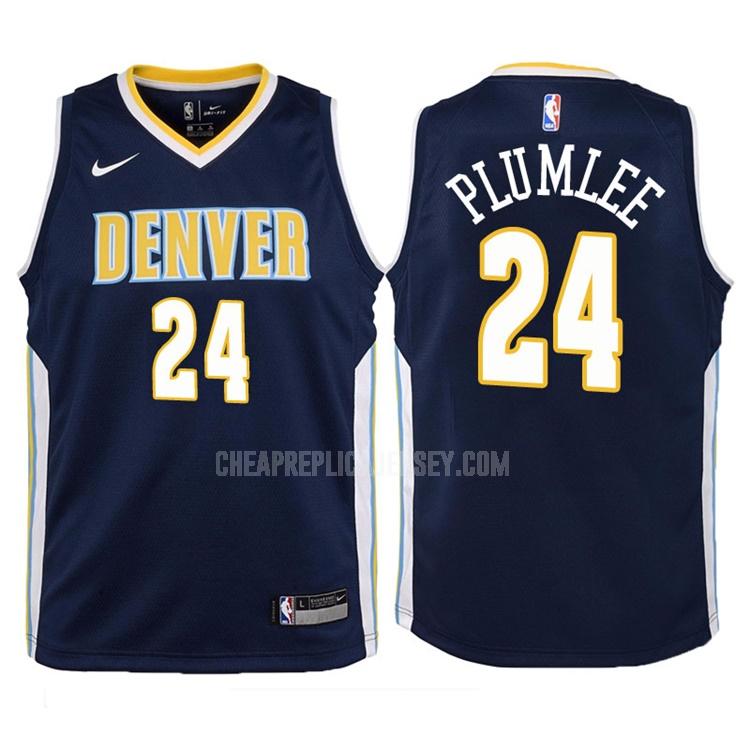 2017-18 youth denver nuggets mason plumlee 24 navy icon replica jersey