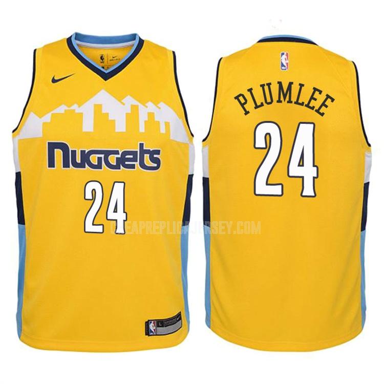 2017-18 youth denver nuggets mason plumlee 24 yellow statement replica jersey