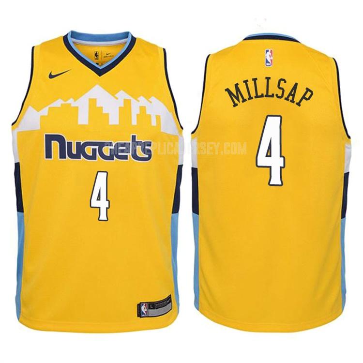 2017-18 youth denver nuggets paul millsap 4 yellow statement replica jersey