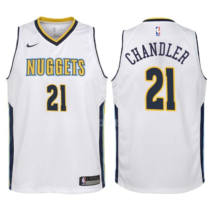 2017-18 youth denver nuggets wilson chandler 21 white association replica jersey