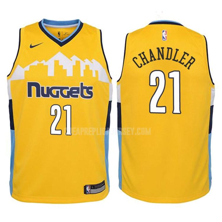 2017-18 youth denver nuggets wilson chandler 21 yellow statement replica jersey