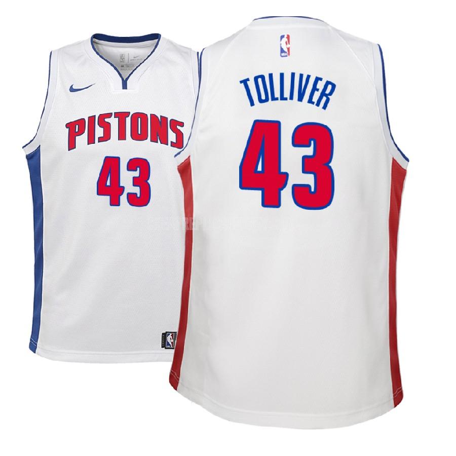 2017-18 youth detroit pistons anthony tolliver 43 white association replica jersey
