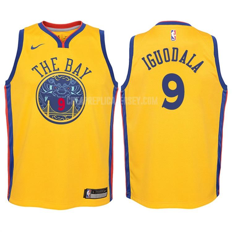 2017-18 youth golden state warriors andre iguodala 9 yellow city edition replica jersey