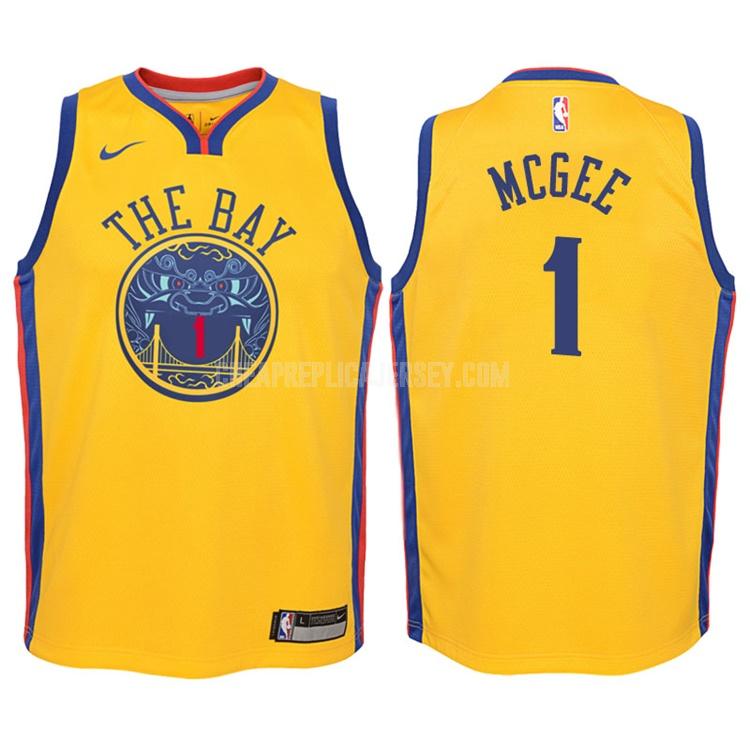2017-18 youth golden state warriors javale mcgee 1 yellow city edition replica jersey
