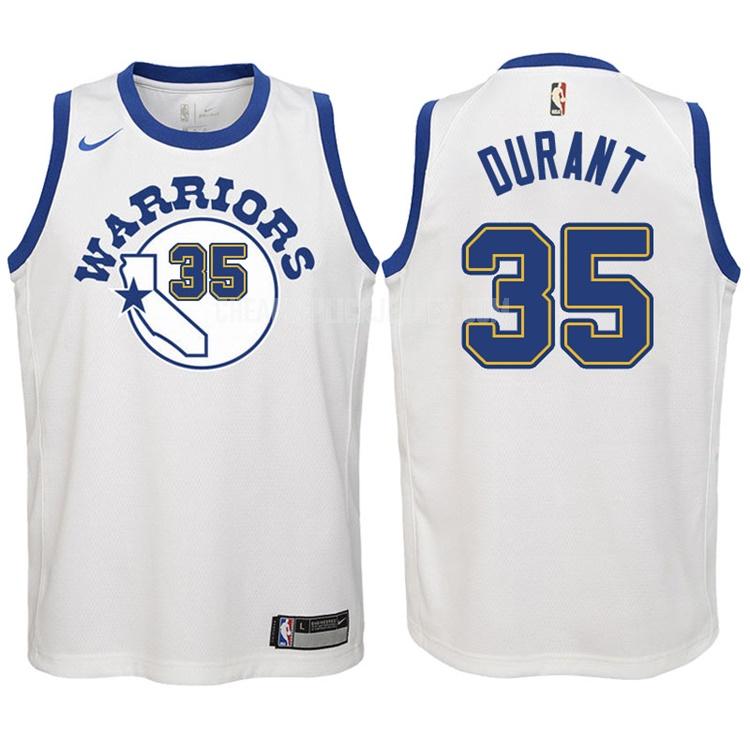 2017-18 youth golden state warriors kevin durant 35 white classic edition replica jersey