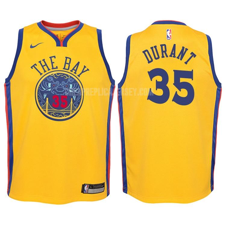 2017-18 youth golden state warriors kevin durant 35 yellow city edition replica jersey