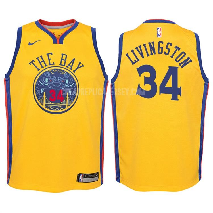 2017-18 youth golden state warriors shaun livingston 34 yellow city edition replica jersey