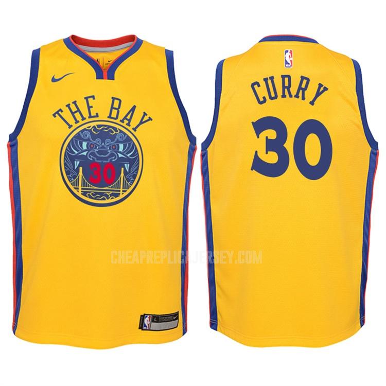 2017-18 youth golden state warriors stephen curry 30 yellow city edition replica jersey