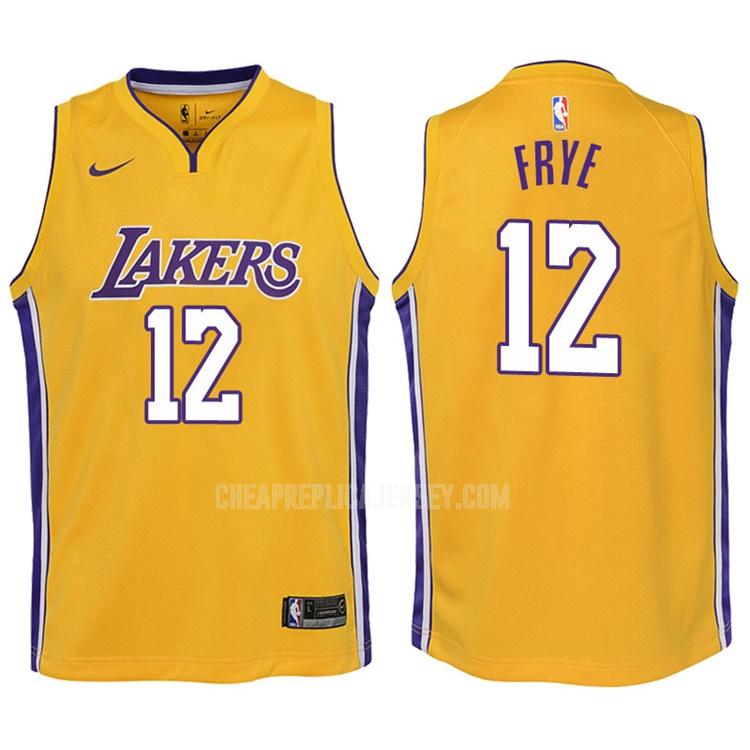 2017-18 youth los angeles lakers channing frye 12 yellow icon replica jersey