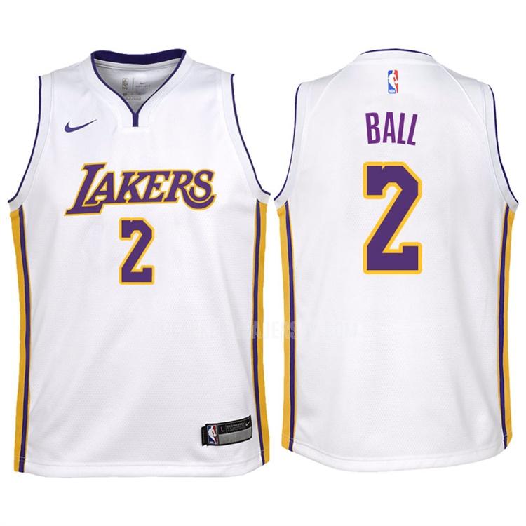2017-18 youth los angeles lakers lonzo ball 2 white association replica jersey