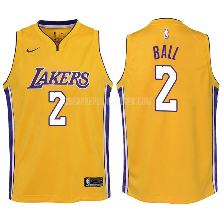 2017-18 youth los angeles lakers lonzo ball 2 yellow icon replica jersey