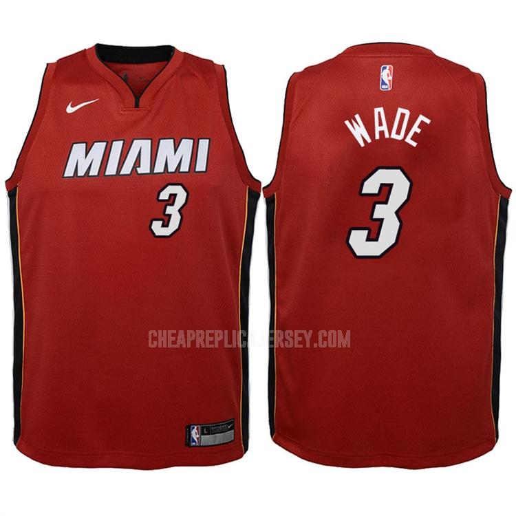 2017-18 youth miami heat dwyane wade 3 red icon replica jersey