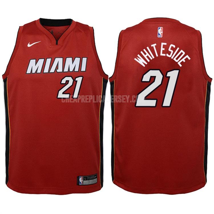 2017-18 youth miami heat hassan whiteside 21 red statement replica jersey