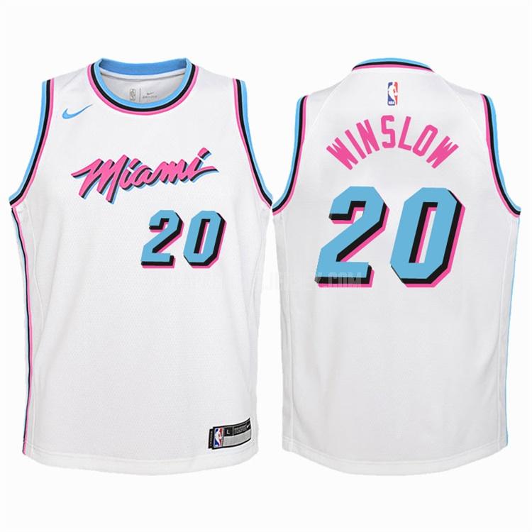 2017-18 youth miami heat justise winslow 20 white city edition replica jersey