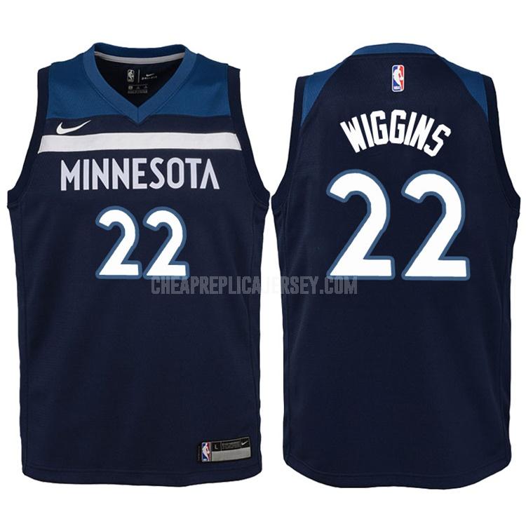 2017-18 youth minnesota timberwolves andrew wiggins 22 navy icon replica jersey