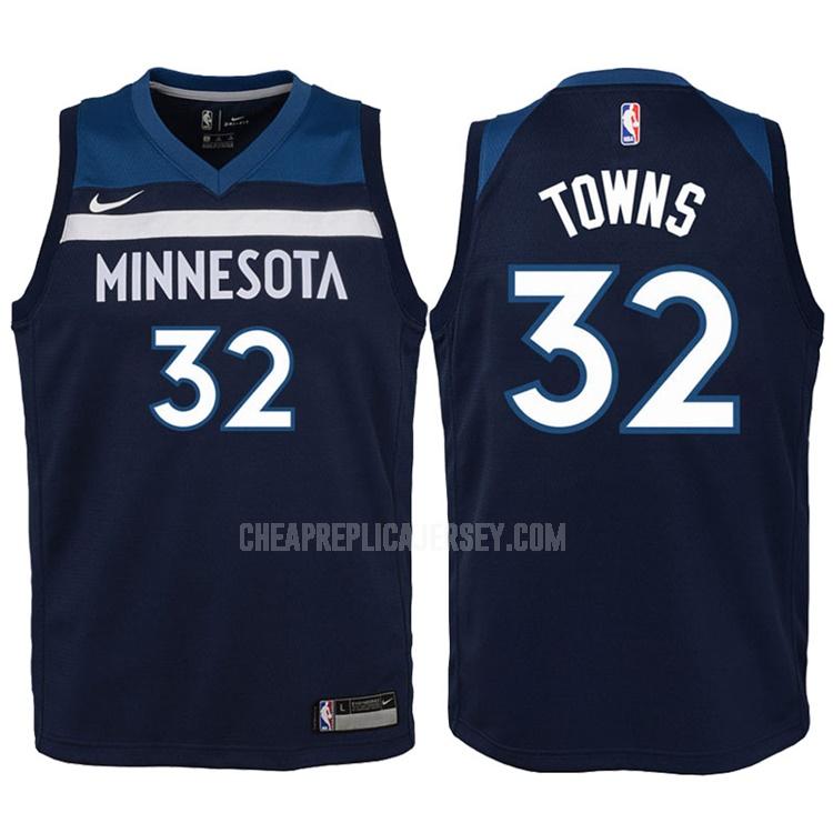 2017-18 youth minnesota timberwolves karl anthony towns 32 blue icon replica jersey