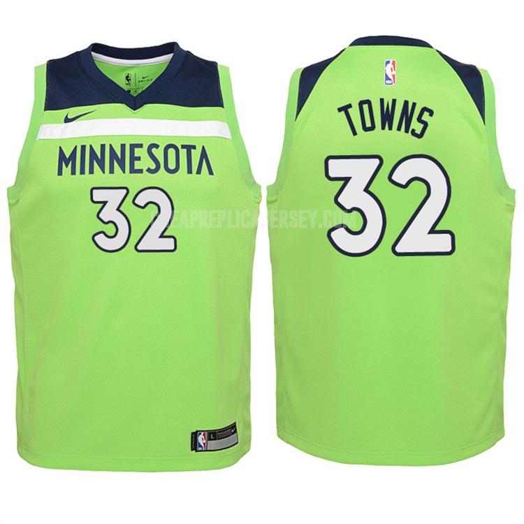 2017-18 youth minnesota timberwolves karl anthony towns 32 green statement replica jersey