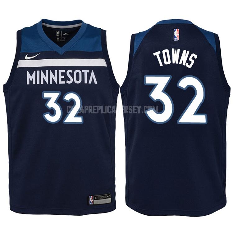 2017-18 youth minnesota timberwolves karl anthony towns 32 navy icon replica jersey