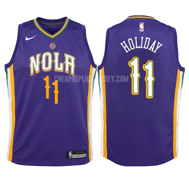 2017-18 youth new orleans pelicans jrue holiday 11 purple city edition replica jersey