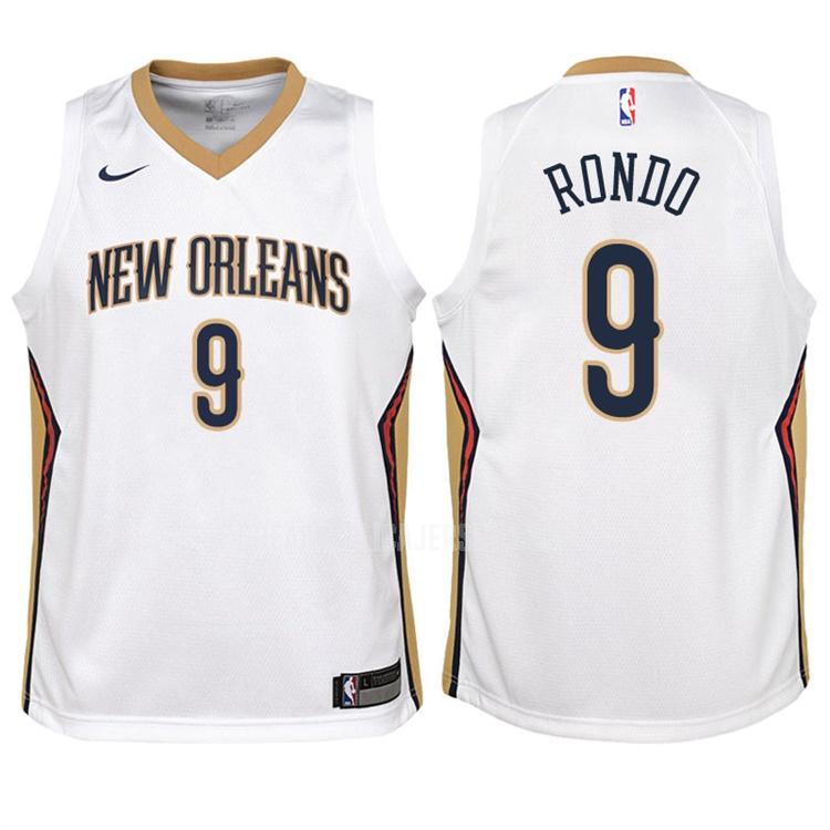 2017-18 youth new orleans pelicans rajon rondo 9 white association replica jersey